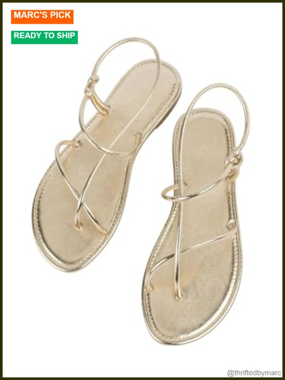 Women's Gold Strappy Flat Sandals Dressy Ankle Strap Slides Slingback Summer